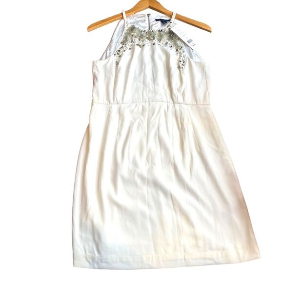 French Connection‎ Size 8 New Moon Beaded White Mini Dress Lined NWT - Picture 12 of 13
